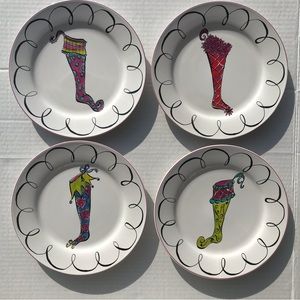 Set Of 4 Rosanna “Holiday Stockings” Dessert/App./Salad Plates 8.25”